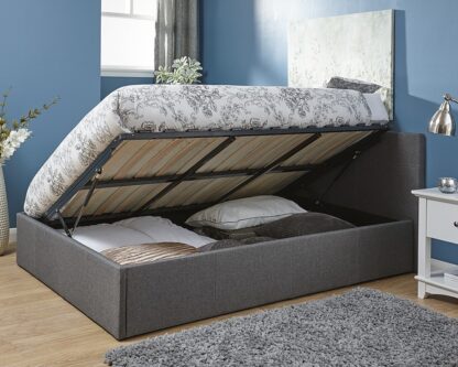 Side Lift Ottoman Bed Frame Grey Double
