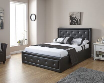 HOLLYWOOD Gas Lift Storage Bedstead Black Double