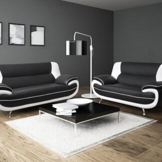 Faux Leather Sofa Two tone Black/White