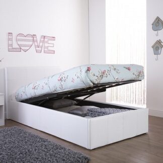 End Lift Ottoman Bed Frame White Double