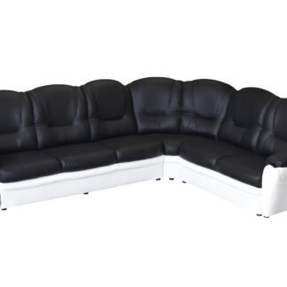 Texas Black/White Faux Leather Corner Sofa