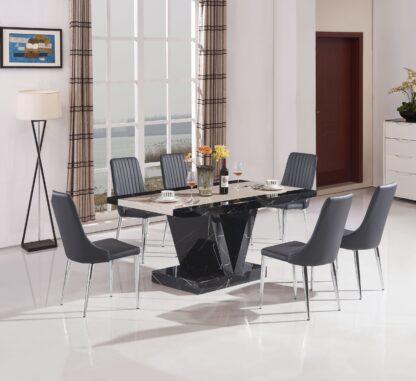 Boni Dining Table Black 6 Chairs